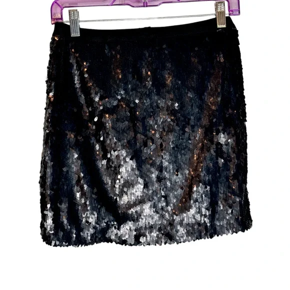 Women's Charlotte Russe Black Sequin Mini Skirt - Size Small - Fully Lined - Picture 4 of 4